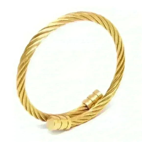 Gold-Plated Stainless Steel Bangle - Picture 3 of 3